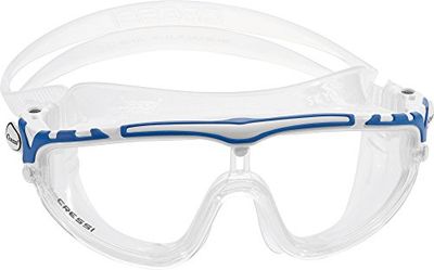 Cressi Skylight Premium Óculos de natação anti-embaciamento, unissexo para adulto, transparente/branco/azul, tamanho único