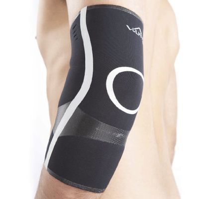 Vulkan SI Elbow Support, Small, Extra Silicone Compression, Helps Retain Heat, Increases Blood Flow, Faster Rehabilitation, Tennis or Golfer's Elbow, No Seams, Air Holes Allow Skin to Breathe