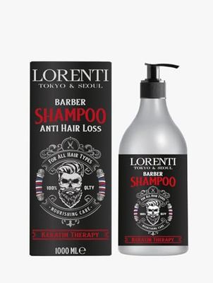 LORENTI TOKYO & SEOUL Barber Shampoo anti capelli da uomo, 1000 ml, anti-perdita di capelli, efficace contro la caduta dei capelli, rinforzante, rigenerante, favorisce la crescita, shampoo per uomini