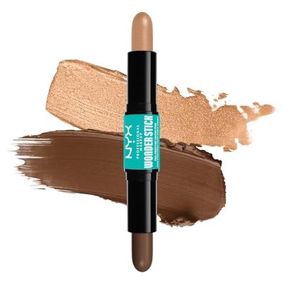 NYX Professional Makeup Wonder Stick, Stick Iluminador & Contouring, ponta dupla, culpe e ilumina, fórmula vegana, M Tan