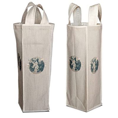 Bonamaison Bolsa de Vino de Lona de algodón Impresa digitalmente, Bolsa de Botella, Tapas de Botella de Vino, Bolsa de Soporte de Vino, tamaño: 16,5 x 31,5 x 7,5 cm