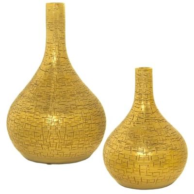Alexandra House Living Set de 2 Jarrones Dorado Cerámica 24 x 45 x 39 cm (2 Piezas)