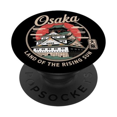 Osaka Japón Castillo Japonés Kanji Osaka Castillo Souvenir PopSockets PopGrip Adhesivo