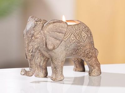 Pack of 8 Tealight Candle Holder, Elephant, Synthetic Resin, Brown, PU 8, L. 8 cm, W. 15 cm, H. 11 cm