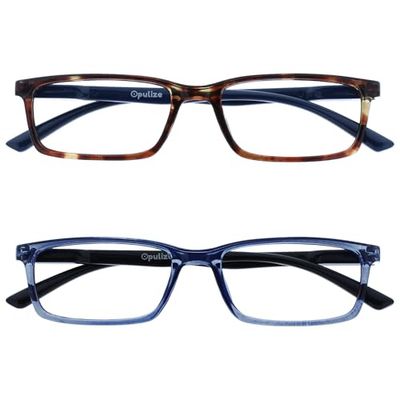 OPULIZE See Gafas Filtro Luz Azul x2 Estrecha Bisagras de Resorte Mejoran Sueño Reducen Dolor de Cabeza Ordenador Videojuegos Antirreflejante Marrón Azul Hombre Mujer BB9-23