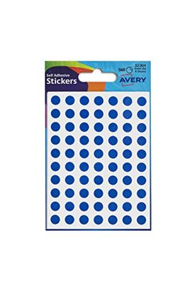 Avery 32-304 - Etiqueta autoadhesiva (Azul, Círculo, 8 mm, 520 pieza(s), 104 pieza(s), 5 hojas)