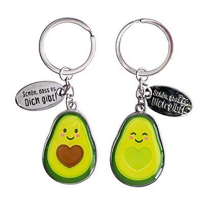 GRUSS & CO Coppia di portachiavi Avocado | Set di 2 ciondoli con portachiavi, 8 cm x 3 cm | Regalo per due coppie | 46179