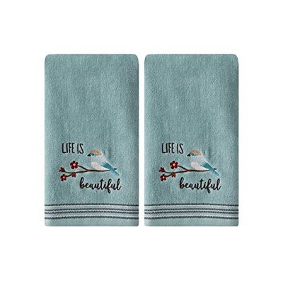 SKL Home by Saturday Knight Ltd. Life is Beautiful Lot de 2 essuie-Mains Aqua