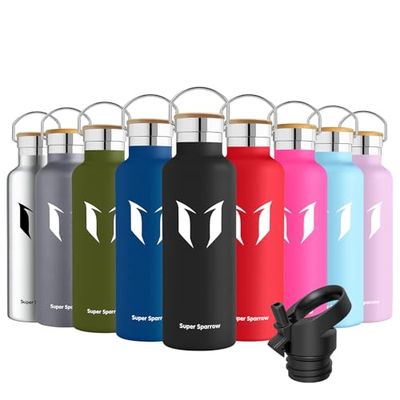 Super Sparrow Drinkfles - 620ml - RVS Waterfles met Herbruikbaar Rietje (2 Doppen), Lekvrij en Vacuüm-Geïsoleerd, BPA-vrij – Ideaal voor Sport & Outdoor