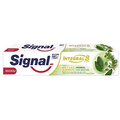 Signal Integral 8 Dentifrice Antibactérien Nature Elements Herbal Soin Gencives, Formule Antibactérienne cliniquement prouvée, 75ml