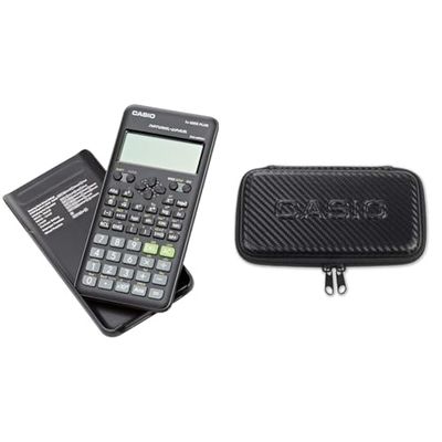 Casio FX-82ES Plus-2 Calculadora Científica, 252 Funciones, 11 x 77 x 162 mm Negro + FX-Case-CB-BK2 Funda Protectora Para Calculadora Científica Técnica, Color Negro
