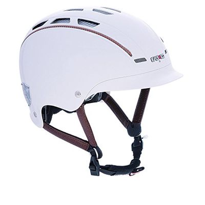 Casco 16.04.0924.L_Weiß-Braun_59-63 cm - Casco da ciclismo Adulti, L, colore: Bianco Weiß-Braun