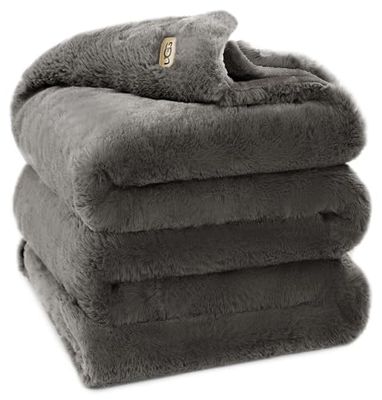 UGG Euphoria Plush Fur - Reversible Throw Blanket, Charcoal