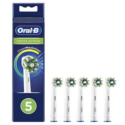 Oral-B CrossAction - Cabezales de repuesto para cepillo de dientes eléctrico con tecnología CleanMaximiser, paquete de 5 unidades