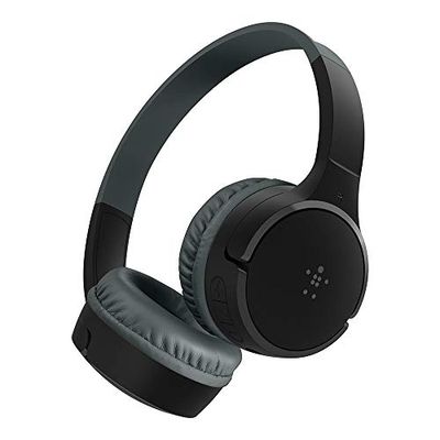 Belkin SoundForm Bezprzewodowe słuchawki nauszne dla dzieci z wbudowanym mikrofonem, dla dziewczynek i chłopców do nauki online, szkoły, podróży, pasują do iPhone'ów, iPadów, Galaxy itd. – czarne