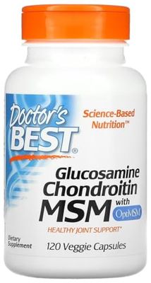 Doctor's Best - Glucosamina Condroitina MSM con OptiMSM | Soporte para la salud articular y movilidad - 120 cápsulas
