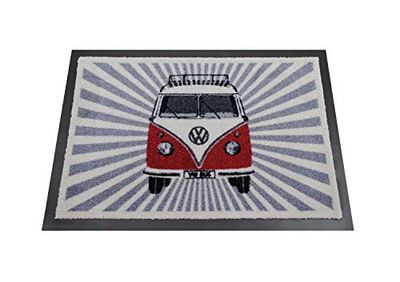 Brisa VW Collection - Volkswagen zerbino vintage antiscivolo e assorbente, per ingresso, da interno/esterno, T1 Bus design (Rosso & Bianco/70x50cm)