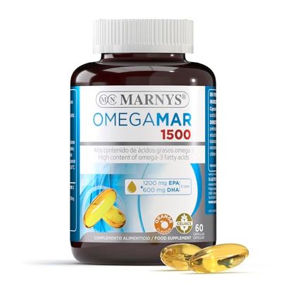 Omegamar 1500 MARNYS - Omega 3 - DHA+EPA para la protección cardiovascular - Alta concentración de ácidos grasos - Apto para celíacos - 60 Cápsulas