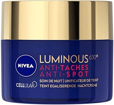 NIVEA Luminous 630 - Cura notturna del viso contro le macchie - unificazione della carnagione - riduce i segni dell'età - pelle rigenerata - tiamidolo brevettato e acido ialuronico - tutti