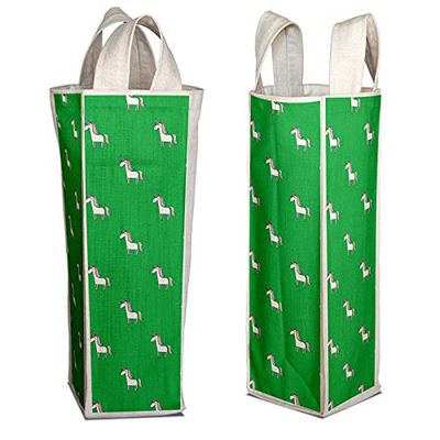Bonamaison 50% Coton - 50% Polyester Imprimée Numériquement Vin Fourre-Tout Sacs, Sacs à Vin, Pochette Bouteille, Protecteur de Bouteille, Sac de Bouteille, Taille: 31 x 9 Cm
