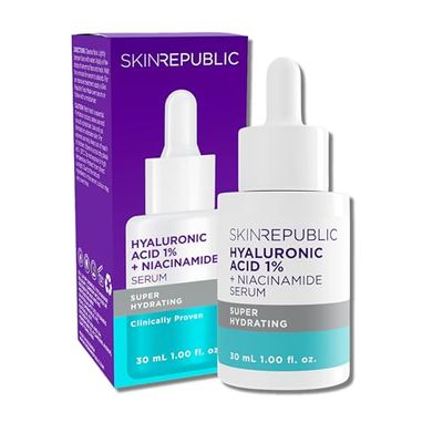 Skin Republic Hyaluronic Acid 1% & Niacinamide 2% Serum for Hydration, Rejuvenation, Plumping, and Softening of All Skin Types (30ml)
