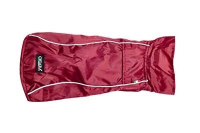 CHIARA Regenjas met tuigje model Finn maat 3XL (all-weather jas met fleece voering, wind- en waterdicht, reflecterende strepen, aanpasbaar aan elke hond, machinewasbaar), kleur: wijnrood