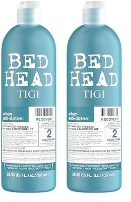 Bed Head by TIGI - Urban Antidotes Recovery Moisturising Conditioner - Ideal for Dry Damaged Hair - 750 ml (Pack of 2)