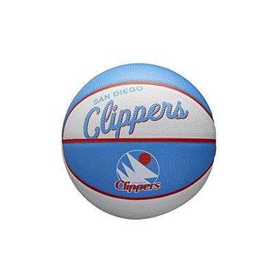 Wilson Mini Pallone da Basket NBA TEAM RETRO BSKT MINI, Utilizzo Outdoor, Gomma, Misura Mini, Bianco/Blu (Los Angeles Clippers)