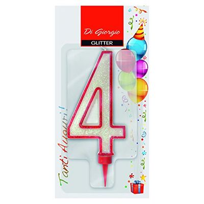 Cereria Giorgio verjaardagskaars Gigant met glitter nummer 4, 58170_64