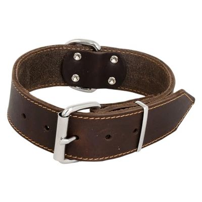 Jack and Vanilla - Collar Grande para Perros de Piel Gruesa para Perros medianos y Grandes, Resistente, Duradero, Tacto Suave, Aspecto Moderno, Color marrón, tamaño 50 mm x 60 cm