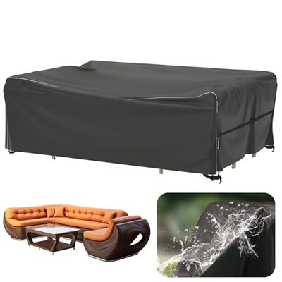 Velway Afdekking voor tuinmeubelen, waterdicht, 270 x 180 x 94 cm, winddichte beschermhoes met reflecterende strepen, 600D Oxford meubelsets, afdekking, stofdicht, afdekhoezen voor tuintafel,