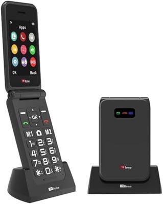 TTfone TT760 4G USB-C Mobile Phone for the Elderly, Simple and easy to use flip folding cell cheap and easy to use, Vodafone Pay as you go with £10 Credit (with Dock Charger, Black)