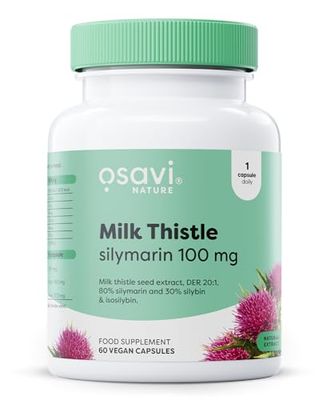 Osavi Milk Thistle, Silymarin 100 mg – 60 Vegan Capsules | Supports Liver Function & Detoxification | Contributes to Liver Regeneration and Healthy Bile Production