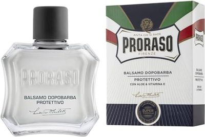Proraso After Shave Bálsamo Protector, 100 ml, bálsamo barba con aloe vera y vitamina E, tónico facial calmante y suavizante sin alcohol, blanco