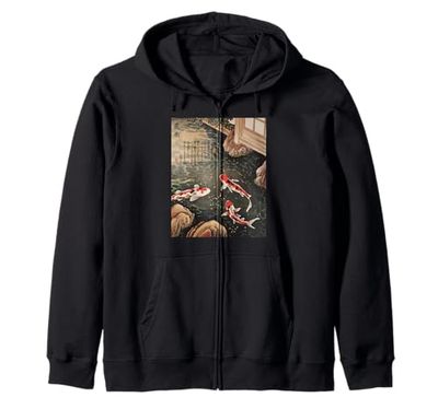 Koi Pesci Stagno Giapponese Nishikigoi Carpa Giappone Art Felpa con Cappuccio