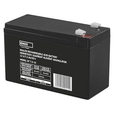 Emos sin mantenimiento acumulador de plomo (12 V, 7,2 Ah Faston de 6,3 mm, 1 pieza, b9674