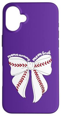 Mama Mommy Mom Bruh Baseball Coquette Bow Women Mother's Day Case for iPhone 16 Plus