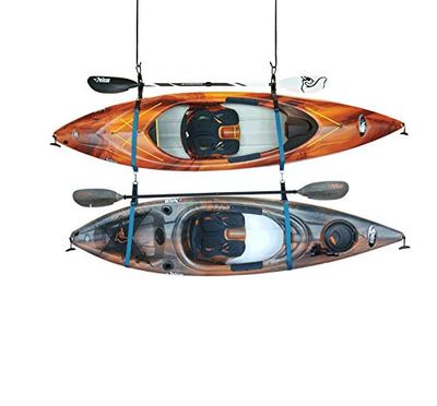 Dubbel kajak opbergbandsysteem - voor binnen en buiten kajak en SUP paddleboard hangers - wordt geleverd met peddelclips - PS1954, zwart; turkoois