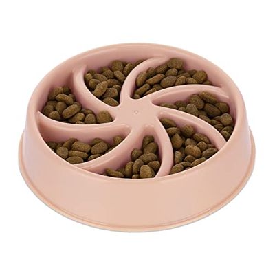 Relaxdays långsam matningsskål, rosa, 600 ml