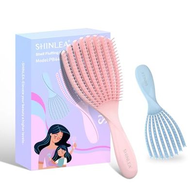 Spazzola Capelli - SHINLEA 2 Pezzi Spazzola Capelli Ricci- Elimina i nodi, Spazzola Districante per Capelli per Donne,Uomini,Bambini - Mini Spazzola da Usare su Capelli Bagnati e Asciutti (Rosa e Blu)