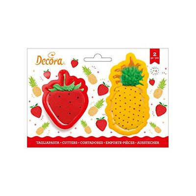 Decora 0255194 Kit 2 CORTADORES DE PLÁSTICO PIÑA Y Fresa, Amarillo