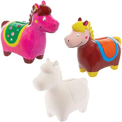 Baker Ross FX697 Paard Keramische Spaarbanken - Doos van 2, Keramisch Schilderen Knutselsets voor Sets