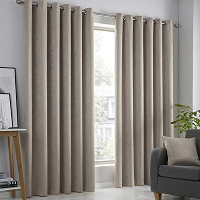 Fusion - Strata – Paire de Rideaux Occultants à œillets, 90" Width x 72" Drop (229 x 183cm), naturel