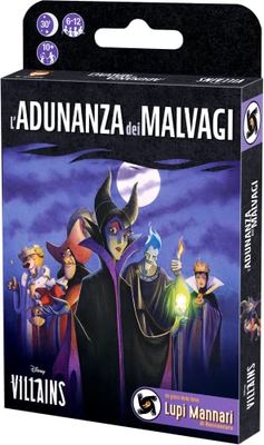Asmodee, Disney Villains: La reunión de los malvados, Juego de Mesa de Bluff y Estrategia, 6-12 Jugadores, más de 10 años, edición en Italiano