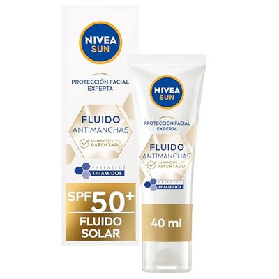 NIVEA SUN Fluido Facial Solar Antimanchas Luminous 630 FP50+ (1 x 40 ml), crema antimanchas facial con protección solar, protector antimanchas con Thiamidol patentado y ácido hialurónico