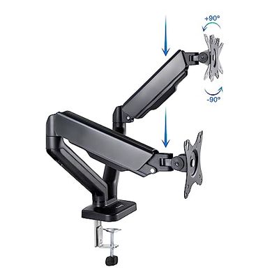 Draaibare en kantelbare monitor bureausteun met 2 armen voor 17-32 inch (43,2-81,3 cm) monitoren - zwart - ideaal voor het instellen van de kijkpositie en het optimaliseren van de werkplek.