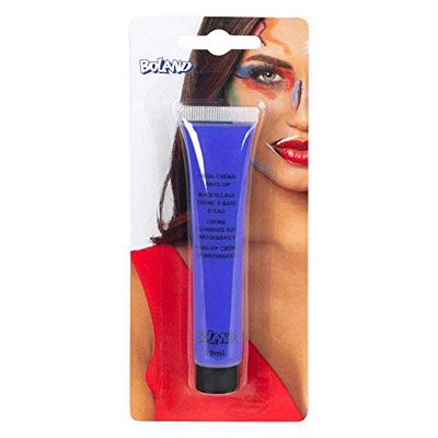 Boland - Aqua cream face paint, contenuto 19 ml in tubetto, pittura per il viso a base d'acqua, festa a tema, carnevale, Halloween, Blu