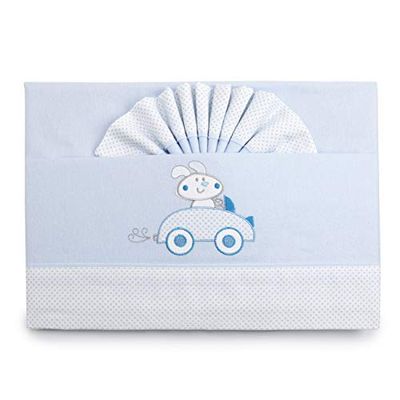 PEKITAS Bebe flanellen beddengoedset, 3-delig, mini-kinderbed, 50 x 80 cm, 100% katoen, blauw, gemaakt in Portugal