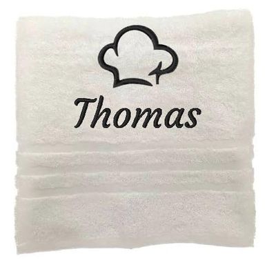 Asciugamano personalizzato con nome e nome del lavoro Nome splendidamente ricamato Asciugamano da bagno Asciugamano in cotone 100% Asciugamano da bagno con nome (100 x 50 cm, Cucinare)