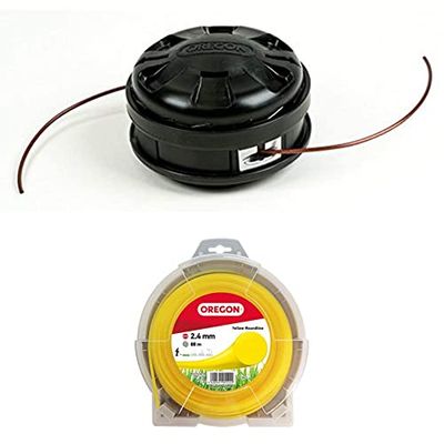 OREGON Tête Lighting Load et Fil de Coupe Rond 2.4 mm x 88 m- Tête de Coupe avec Avance par Frappe au Sol, Compatible avec la majorité des Débroussailleuses à Manche Droit jusqu'à 33cc